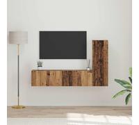 WSJHUHK Juego de muebles de TV de 3 piezas de madera vieja de 60 x 30 x 30 cm, muebles de madera, soportes de TV y armarios de TV
