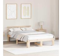 WSJHUHK Marco de cama con cabecero color crema, 140 x 190 cm, muebles de madera de pino maciza, camas y accesorios, camas y marcos de cama