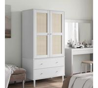 WSJHUHK Muebles, armarios y almacenamiento, armarios y armarios, armario SENJA aspecto de ratán blanco, 90 x 55 x 175 cm, madera maciza de pino