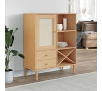 WSJHUHK Muebles, armarios y almacenamiento, bufés y aparadores, tablero alto SENJA con aspecto de ratán marrón, 90 x 40 x 112 cm, madera maciza de pino