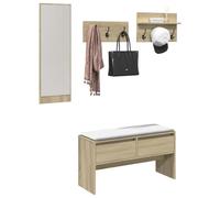 WSJHUHK Muebles, bancos, bancos de almacenamiento y entrada, juego de muebles de pasillo de 4 piezas de madera de roble Sonoma