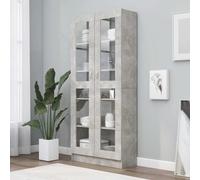 WSJHUHK Muebles, estanterías, estanterías y estantes de pie, gabinete vitrino gris concreto 82,5 x 30,5 x 185,5 cm, madera de ingeniería