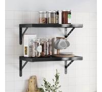 WSJHUHK Muebles, estanterías, estantes de pared y repisas, estantes de pared, 2 unidades, 50 x 30 x 3 cm, acero inoxidable negro