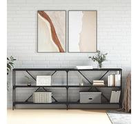 WSJHUHK Muebles, mesas, mesas decorativas, mesas auxiliares, mesa consola negra 200 x 30 x 75 cm, madera y hierro