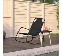 WSJHUHK Muebles, muebles de exterior, asientos al aire libre, tumbonas, tumbona mecedora de acero negro y textileno