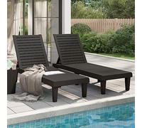 WSJHUHK Muebles, muebles de exterior, asientos al aire libre, tumbonas, tumbonas, 2 unidades, color negro, 155 x 58 x 83 cm, polipropileno