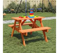 WSJHUHK Muebles, muebles de exterior, mesas de exterior, mesa de picnic para 4 niños con agujero para paraguas de abeto de madera maciza