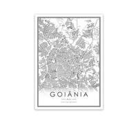 WSJIJY Impresión De La Lona Brazil Sao Paulo City Road Map Posters and Prints Black White Minimalist Wall Art Canvas Painting Modern Office Decor 70X100Cm No Frame