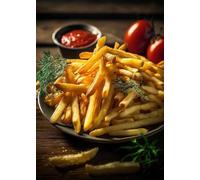 WSJIJY Impresión De La Lona Clásico Delicioso Salmón Sushi Papas Fritas Hamburguesa Cocina Arte Póster Lienzo Pinturas Arte De Pared Cuadros Comedor Decoración del Hogar 60X90Cm Sin