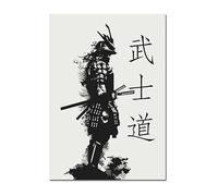 WSJIJY Impresión De La Lona Figuras De Guerreros Samuráis Negros Japoneses Sakura, Pintura Artística Al Atardecer, Lienzo De Pared, Carteles E Impresiones, Decoración del Hogar para Sala De Estar, Im