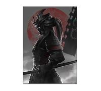 WSJIJY Impresión De La Lona Figuras De Guerreros Samuráis Negros Japoneses Sakura, Pintura Artística Al Atardecer, Lienzo De Pared, Carteles E Impresiones, Decoración del Hogar para Sala De Estar, Im