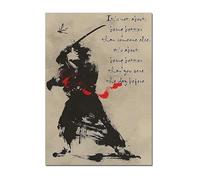 WSJIJY Impresión De La Lona Figuras De Guerreros Samuráis Negros Japoneses Sakura, Pintura Artística Al Atardecer, Lienzo De Pared, Carteles E Impresiones, Decoración del Hogar para Sala De Estar, Im