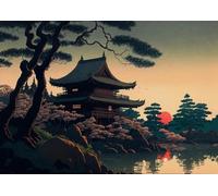WSJIJY Impresión De La Lona Japanese Crane Eagle Blue Armor Samurai Temple Poster Print Wall Art Pictures Canvas Painting Living Room Bedroom Home Decor 50X70Cm No Frame