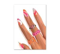WSJIJY Impresión De La Lona Placa De Esmalte De Uñas, Manicura De Mano, Ilustración De Moda, Arte, Lienzo, Pintura, Carteles Nórdicos, Impresiones, Imágenes De Pared, Decoración De Habitación, Sal