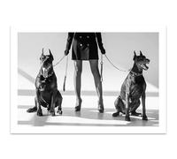 WSJIJY Impresión De La Lona Pósteres De Moda De Doberman Y Dama Elegante con Impresión Nórdica En Blanco Y Negro, Arte De Pared De Lujo, Pintura En Lienzo, Imagen De Chica Tigre, Decoración del Hoga
