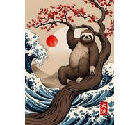 WSJIJY Impresión De La Lona Retro Japonés Gran Ola De Animales Capibara Koi Kraken Dibujos Animados Póster Lienzo Pintura Arte De La Pared Cuadros Decoración Interior del Hogar 30X45C