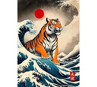 WSJIJY Impresión De La Lona Retro Japonés Gran Ola De Animales Capibara Koi Kraken Dibujos Animados Póster Lienzo Pintura Arte De La Pared Cuadros Decoración Interior del Hogar 50X70C