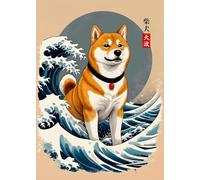 WSJIJY Impresión De La Lona Retro Japonés Gran Ola De Animales Capibara Koi Kraken Dibujos Animados Póster Lienzo Pintura Arte De La Pared Cuadros Decoración Interior del Hogar 21X30C