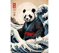 WSJIJY Impresión De La Lona Retro Japonés Gran Ola De Animales Capibara Koi Kraken Dibujos Animados Póster Lienzo Pintura Arte De La Pared Cuadros Decoración Interior del Hogar 45X60C