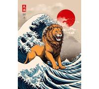 WSJIJY Impresión De La Lona Retro Japonés Gran Ola De Animales Capibara Koi Kraken Dibujos Animados Póster Lienzo Pintura Arte De La Pared Cuadros Decoración Interior del Hogar 50X70C