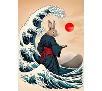 WSJIJY Impresión De La Lona Retro Japonés Gran Ola De Animales Capibara Koi Kraken Póster De Dibujos Animados Lienzo Pintura De Arte De Pared Cuadros Decoración Interior del Hogar 70X
