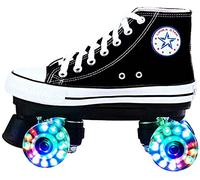 WSJYP Patines, Mujer Hombre Patinaje sobre Ruedas Cuatro Personas Patinaje sobre Ruedas para Adultos 4 Ruedas Patines Led Niños, Arte Niño Niña Diseño,42-Ledblack