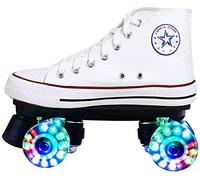 WSJYP Patines, Mujer Hombre Patinaje sobre Ruedas Cuatro Personas Patinaje sobre Ruedas para Adultos 4 Ruedas Patines Led Niños, Arte Niño Niña Diseño,39-Ledwhite