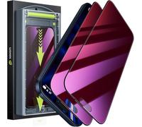 WSKEN - Cristal templado protector de pantalla para iPhone 17 Pro (antiluz azul)(autolimpieza de polvo), color morado degradado con protección ocular, 9H + película protectora de privacidad de cristal