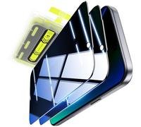 WSKEN Protector de pantalla de privacidad para 17 Pro Max, eliminación automática de polvo, cobertura completa, vidrio templado 9H, ajuste invisible impecable, antihuellas, sin burbujas, antiarañazos