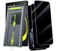 WSKEN Protector de pantalla de privacidad para iPhone 16/iPhone 15, eliminación automática de polvo, antiespía, cobertura completa, vidrio templado 9H, antirreflejos y antihuellas, antirreflejos, sin