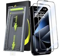 WSKEN Protector de pantalla para iPhone 15 Pro Max (eliminación automática de polvo), antirreflectante, dureza 9H, HD, transparente, antihuellas, sin burbujas, 2 unidades