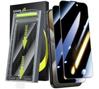 WSKEN Protector de pantalla para iPhone 16 Plus/15 Plus (24 grados anti espírico), [Auto Dust-Elimination] 9H Dureza Privacy Protector de pantalla Full Screen Protector de pantalla, antihuellas
