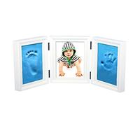 WSLCN de huellas de bebé con marco barro Kit Photo - sello DIY capazo de huella de mano de bebé huellas incluida bebé Kit Marco de fotos kit de marco Décor pared azul azul Talla:35 * 15.5cm