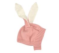 WSLCN Unisex Bebé Gorro de orejas de conejito niños engrosamiento Conejo Ear Cute Pac invierno cálido con forro de peluche, 3 - 18 meses rosa rosa Talla:largo