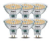 WSMCN Bombillas LED GU5.3 MR16,AC/DC 12V,No Regulable,Blanco Cálido 3000K 650 Llúmenes, 6.5 W Equivalente a 55W Halógeno,Foco Sin Parpadeo con Ángulo de haz de 120°, Paquete de 6