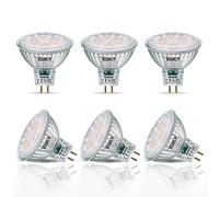 WSMCN Bombillas LED GU5.3 MR16,No Regulable,Blanco Cálido 3000K 610 Lúmenes, AC/DC 12V,6.5 W Equivalente a 50W Halógeno, Foco Sin Parpadeo con Ángulo de haz de 38°, Paquete de 6