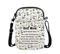 WSNANG - Divertidos regalos de golfista para mamá, bolsa cruzada con cremallera, entrenador de golf, regalos de agradecimiento, Reino Unido Golf Mom, 14.7 x 2 x 21centimeters (5.8 x 0.8 x 8.3 inches)