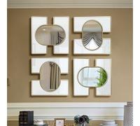 WSNCXFW Juego de 4 Piezas Arte Mural metálico Acabado Espejo Dorado Gran decoración para el hogar, Resistente a la oxidación y Montaje Pared Espejos modulares Colgantes Estilo francés,60cm/23.62in