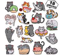 WSNDM 18 Piezas Parches ropa Termoadhesivos, Patrón de Gato Lindo, Coser o Planchar en Los Parches Apliques, Bordado Patch Sticker, Repara El de Agujero, para Ropa Camiseta Jeans Sombrero