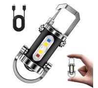 Wsndyjia Mini linterna de llavero superbrillante, linterna LED recargable multifunción impermeable con 7 modos de luz, portátil para energía de emergencia al aire libre, senderismo, camping, trabajo