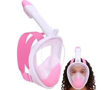 Wsobue Máscara de Snorkel para Niños, Máscara de Buceo de Cara Completa, Traje de Snorkel de Techo Seco a Prueba de Niebla y Fugas para Niños 5 a 14 años (Blanco Rosa XS para Niños 5-14 años)