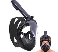 Wsobue Máscara de Snorkel para Niños, Máscara de Buceo de Cara Completa, Traje de Snorkel de Techo Seco a Prueba de Niebla y Fugas para Niños 5 a 14 años (Negro XS para Niños 5-14 años)