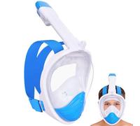 Wsobue Máscara de Snorkel para Niños, Máscara de Buceo de Cara Completa, Traje de Snorkel de Techo Seco a Prueba de Niebla y Fugas para Niños 5 a 14 años (Azul Cielo XS para Niños 5-14 años)
