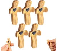 WSOGYDOTX Cruza mi corazón | Regalo de Aliento Cruz de Madera yema del Dedo Regalos for aliviar el estrés Bolsillo pequeña Cruz Cruz de Madera de Mano(B,5PC)