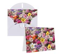 WSOIHFEC Tarjetas de felicitación impresas con flores florecientes, divertidas tarjetas de cumpleaños plegadas internas en blanco de 6 x 4 pulgadas, tarjeta de agradecimiento con sobres coloridos para
