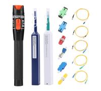 WSOLDMA Visual Fault Locator 15/30/50/100 km con conector FC a adaptador LC hembra APC/SC UPC/ST FC SC LC limpiador de fibra óptica y cable de conexión, kit de comprobador VFL (juego de 10 km)