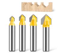 WSOOX 4 fresas de ranura en V con vástago de 8 mm, fresadora de ranura en V, 90°, CNC en V, cortador de ranura para carpintería