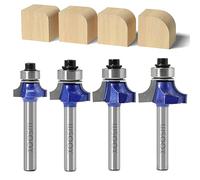WSOOX 6mm Vástago Brocas de enrutador redondas 4 pedazo Broca Fresadora Mango Ronda de Enrutador de cantos de madera Corner Rounding Edge Forming Fresas