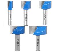 WSOOX Juego de 5 brocas de limpieza inferior de vástago de 8 mm, 5 piezas, fresadora de extremo de enrutador, broca de herramienta de carpintería de 10/16/22/25/32 mm