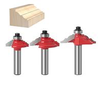 WSOOX Roman Ogee - Juego de fresas de metal duro (3 piezas, para madera, diámetro del vástago 8 mm, longitud de trabajo 25,4 mm, 31,7 mm, 38 mm)